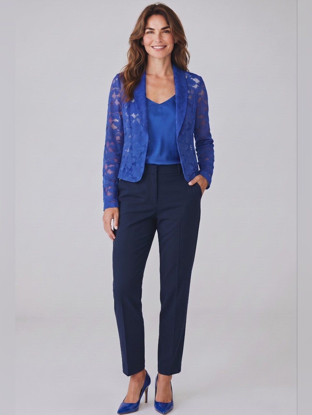 I.N.C. Internaional Concepts Gorgeous Blue Lace Blazer
